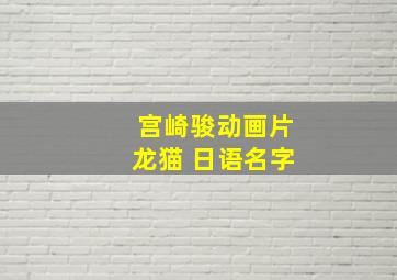 宫崎骏动画片龙猫 日语名字